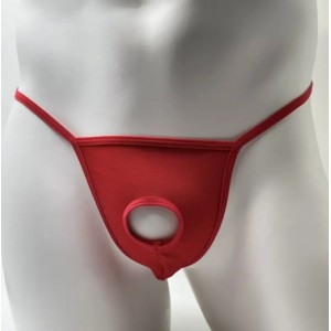 Men's G-string with opening in front, One Size, RED Men's G-string with opening in front, One Size, RED